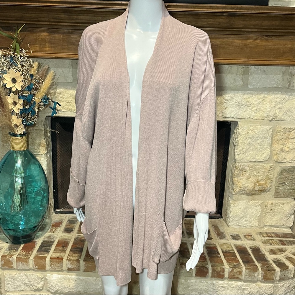 J. Jill light pink Silk and Cashmere open front Cardigan sweater with po…